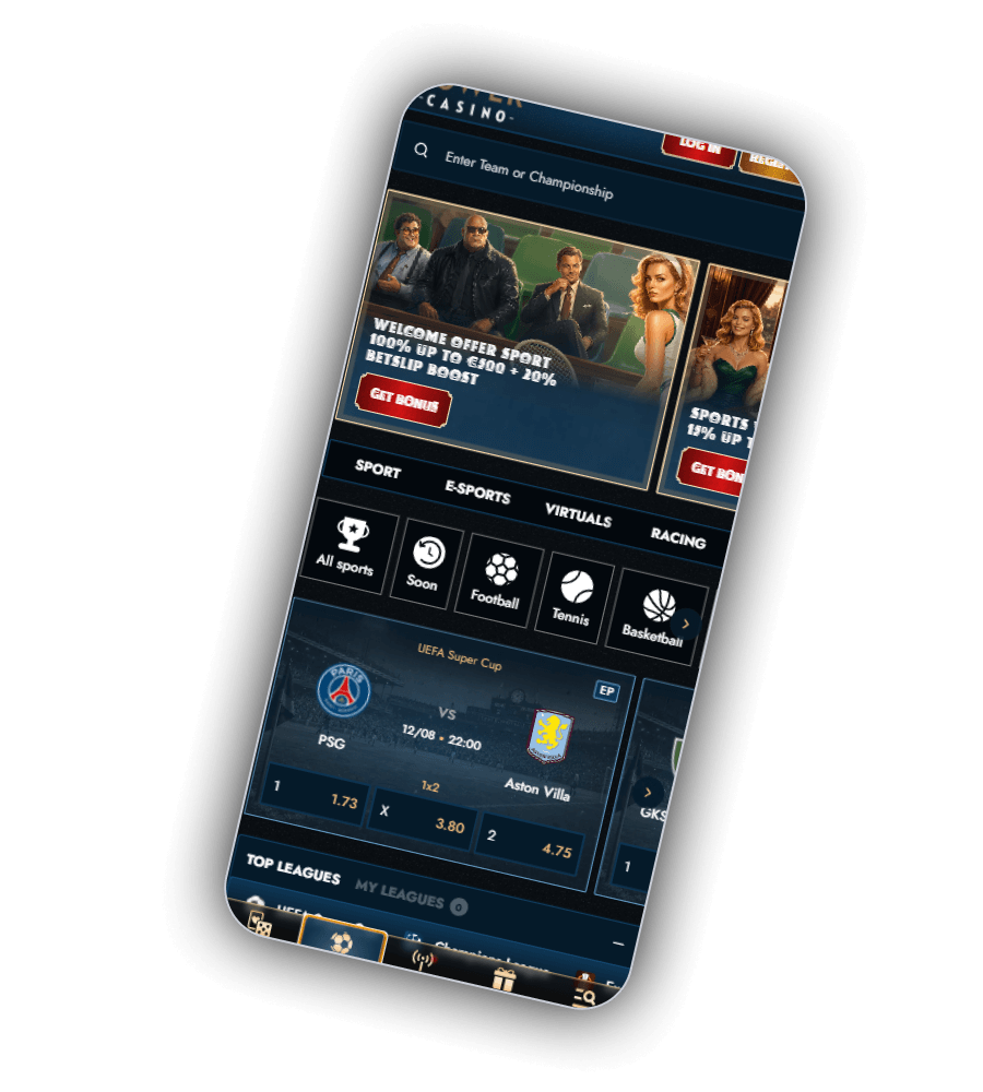 A sports betting screen beside a live event listing